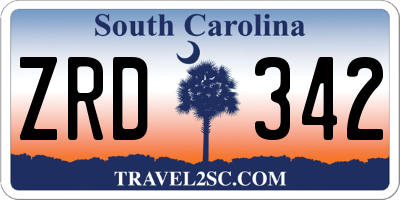 SC license plate ZRD342