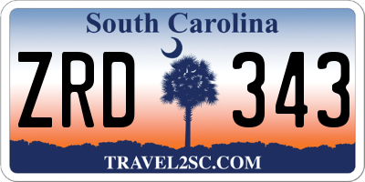 SC license plate ZRD343