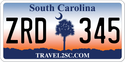 SC license plate ZRD345
