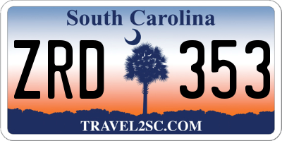 SC license plate ZRD353