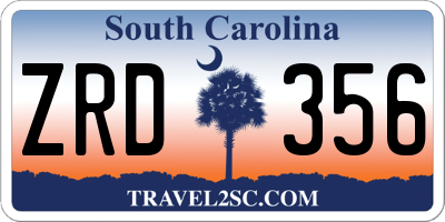 SC license plate ZRD356
