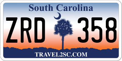 SC license plate ZRD358