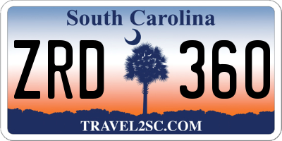 SC license plate ZRD360