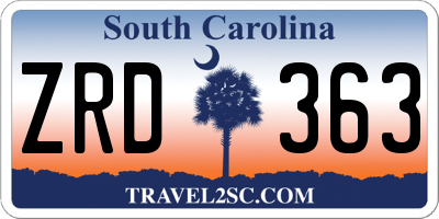SC license plate ZRD363