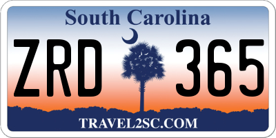 SC license plate ZRD365