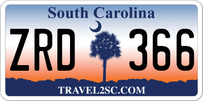 SC license plate ZRD366