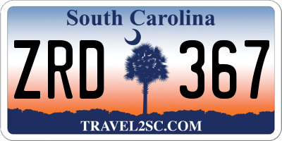 SC license plate ZRD367