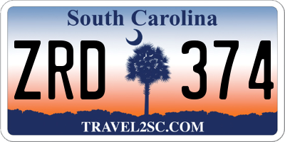 SC license plate ZRD374