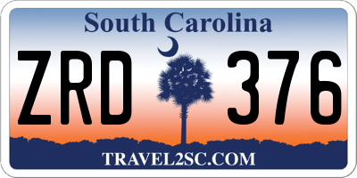 SC license plate ZRD376