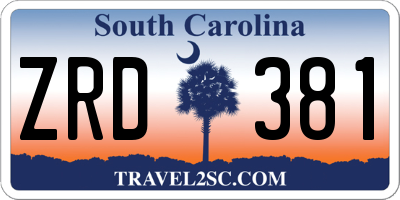 SC license plate ZRD381