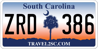 SC license plate ZRD386