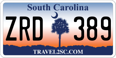 SC license plate ZRD389