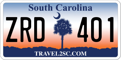 SC license plate ZRD401