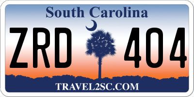 SC license plate ZRD404