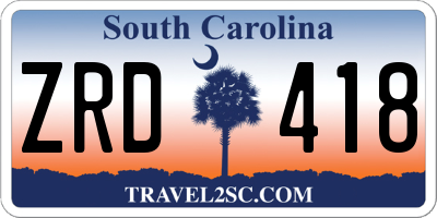 SC license plate ZRD418
