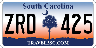 SC license plate ZRD425