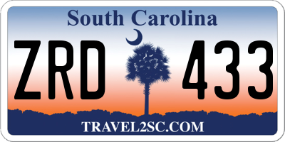 SC license plate ZRD433