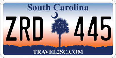 SC license plate ZRD445