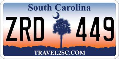 SC license plate ZRD449