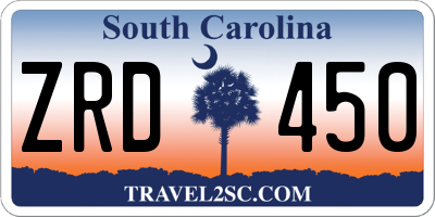 SC license plate ZRD450