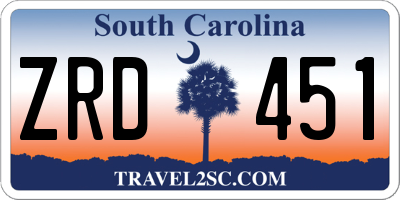 SC license plate ZRD451