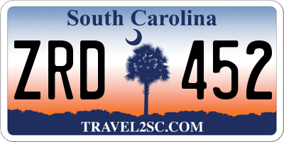 SC license plate ZRD452