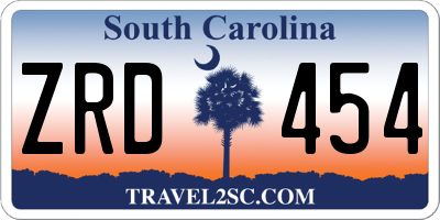 SC license plate ZRD454