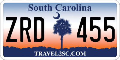 SC license plate ZRD455