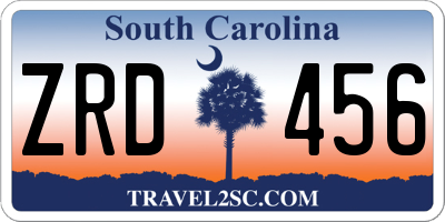 SC license plate ZRD456