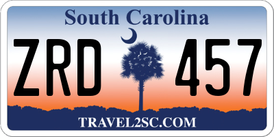 SC license plate ZRD457