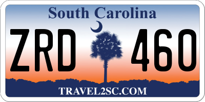 SC license plate ZRD460