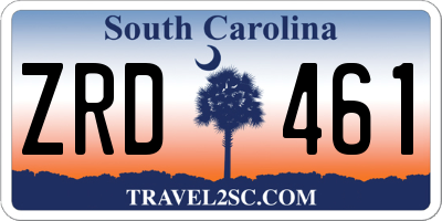 SC license plate ZRD461