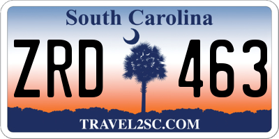 SC license plate ZRD463