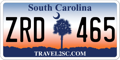 SC license plate ZRD465