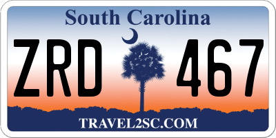 SC license plate ZRD467