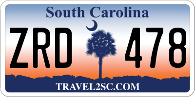SC license plate ZRD478