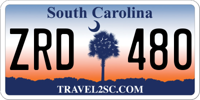 SC license plate ZRD480