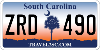SC license plate ZRD490