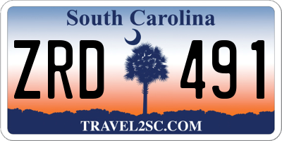 SC license plate ZRD491
