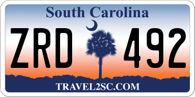 SC license plate ZRD492