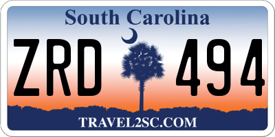SC license plate ZRD494