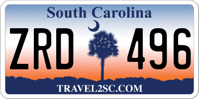 SC license plate ZRD496