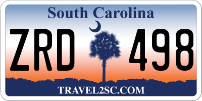 SC license plate ZRD498