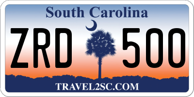 SC license plate ZRD500