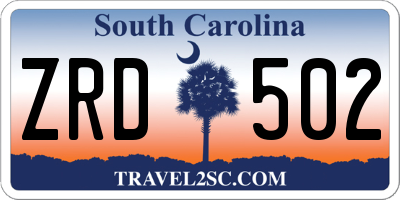 SC license plate ZRD502