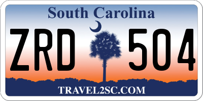 SC license plate ZRD504