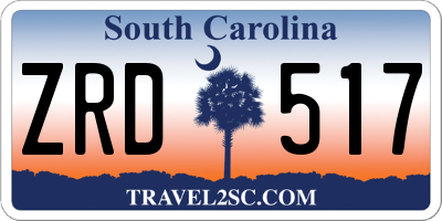 SC license plate ZRD517