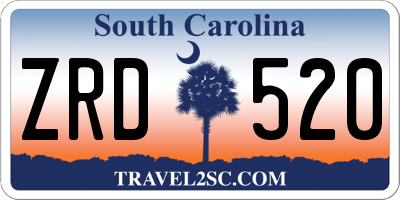 SC license plate ZRD520