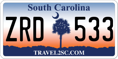SC license plate ZRD533