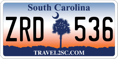SC license plate ZRD536